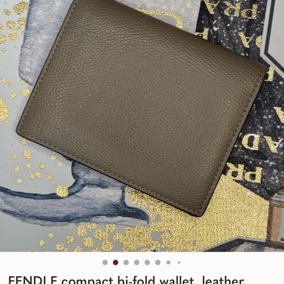 Fendi F Beige Leather Bi-Fold Wallet with Gold Logo. 31/2 X 41/2 - Picture 2 of 16